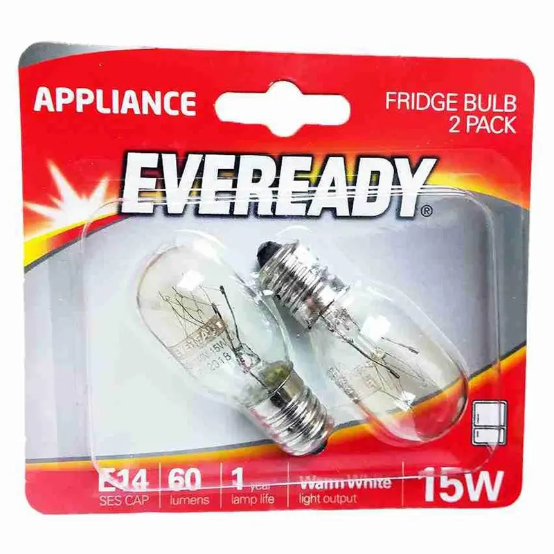 Eveready E14 15W Warm White Refrigerator Light Bulb – 2-Pack | Code 012047 1