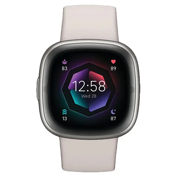 Fitbit Sense 2 Advanced Health Watch – Lunar White & Platinum 1