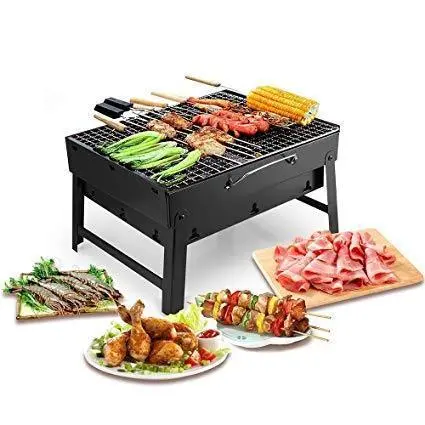 Foldable Charcoal Bbq Grill – Compact Outdoor Cooking Oven (Black Steel) 1