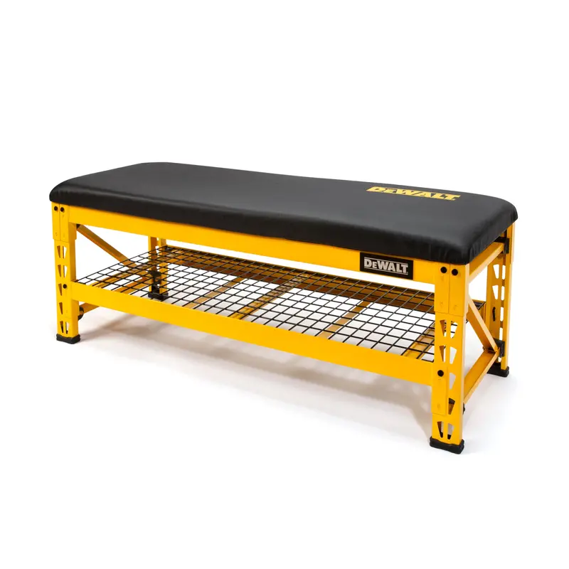 Garage Workbench With Integrated Wire Grid Shelf 1