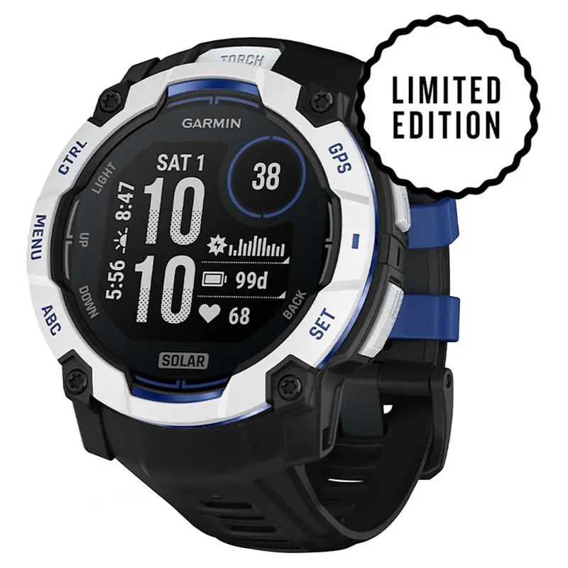 Garmin Instinct 3 Solar 50Mm Gps Watch – Black Case With Bolt Blue Band 1