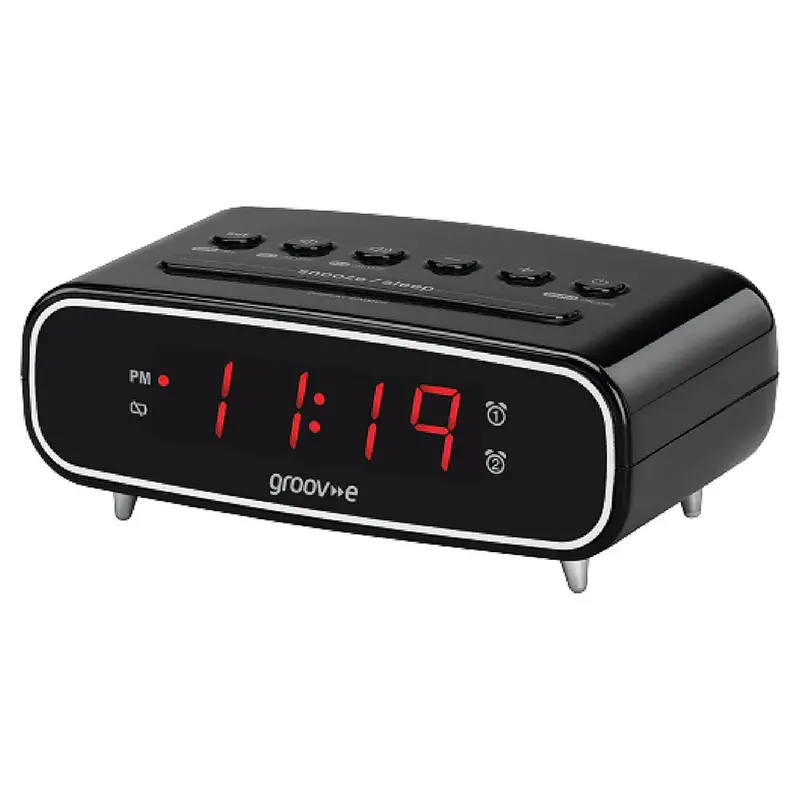 Groov-E Gvcr05Bk Alarm Clock Radio – Minimalist Black Rise-And-Shine Digital Clock 1