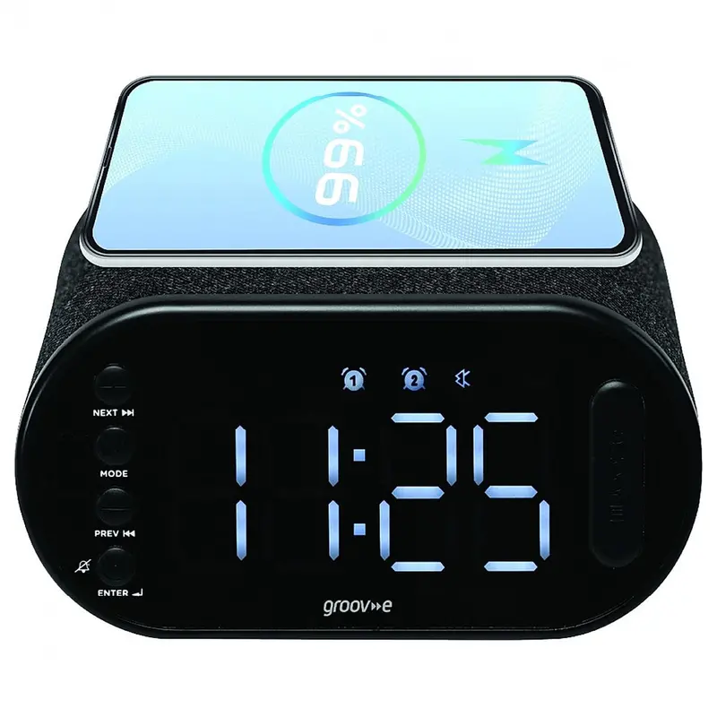 Groov-E Gvcr06Bk – Atlas Ii Alarm Clock Radio With Qi Wireless Charging | Matte Black 1