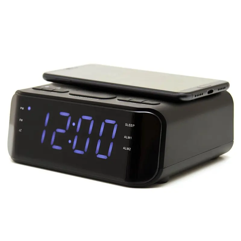 Groov-E Gvwc06Bk Fm Alarm Clock Radio – Black With Usb & Wireless Charging 1