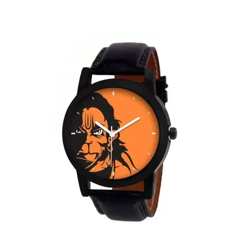 Hanuman Devotion Analog Watch – Artistic Multicolor Dial & Comfortable Leather Band 1