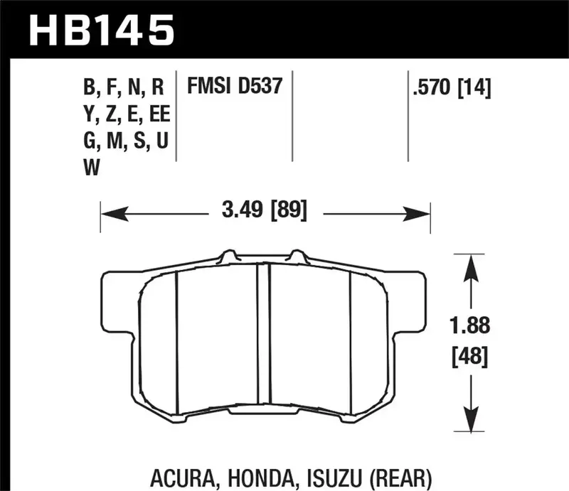 Hawk Performance Er-1 Rear Disc Brake Pads – 0.570" Thickness, High-Performance Compound 1