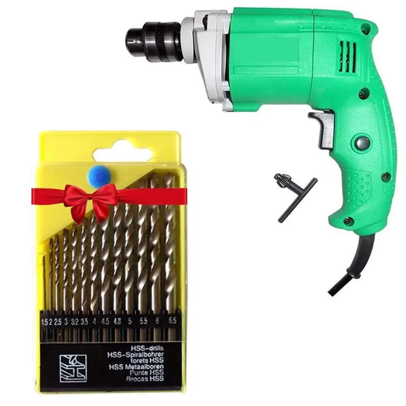 Heavy-Duty 450W Electric Drill Machine – 10 Mm Chuck, 2600 Rpm, 220V With 13-Piece Bit Kit 1