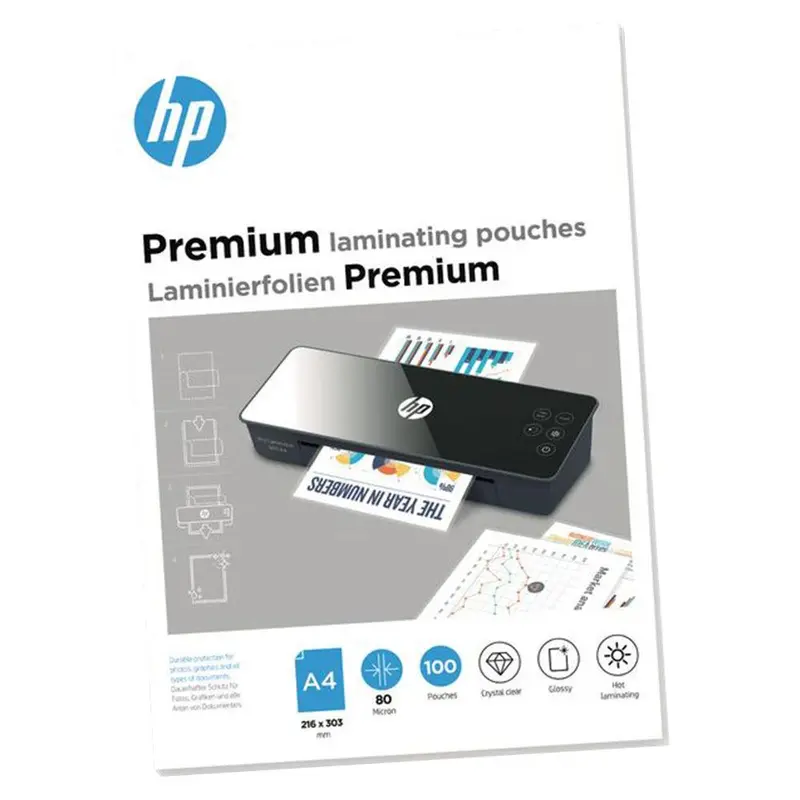 Hp A4 Laminating Pouches – 80 Micron, High-Quality Clear Sheets 1