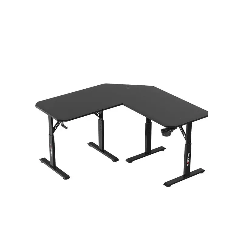 Huzaro Hero 7.3 Corner Gaming Desk – Space-Saving Black Build, Model Huzaro-Hero-7.3Blk 1