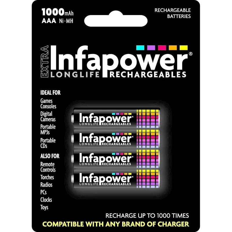 Infapower 1000Mah Rechargeable Aaa Batteries – 4-Pack 1
