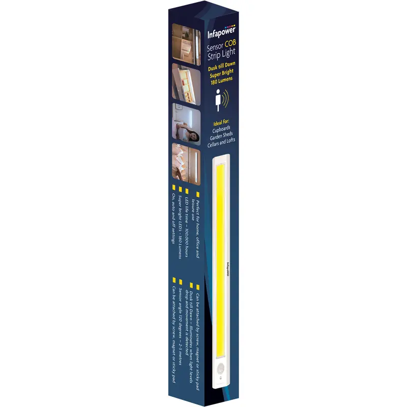 Infapower Sensor-Activated Cob Strip Light – Battery-Powered (4×Aa), Single Unit | 212712 1