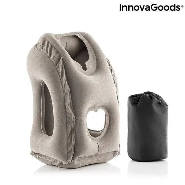 Innovagoods Adjustable Travel Neck Pillow With Compact Carry Bag – Blue Design (815806) 1