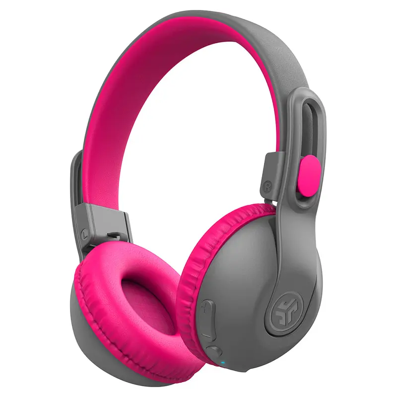 Jlab Ieuhbkstu2Rgrypnk122 Jbuddies Studio 2 Kids Headphones – Grey & Pink 1