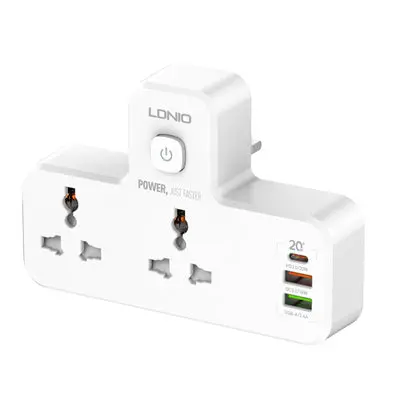 Ldnio 691540 Portable Power Socket – Dual Ac Outlets, Compact White Travel Extension 1