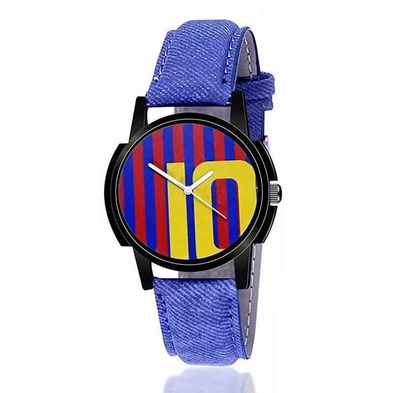 Lionel Messi-Themed Analog Watch – Vibrant Multicolor Dial On Soft Leather Band 1