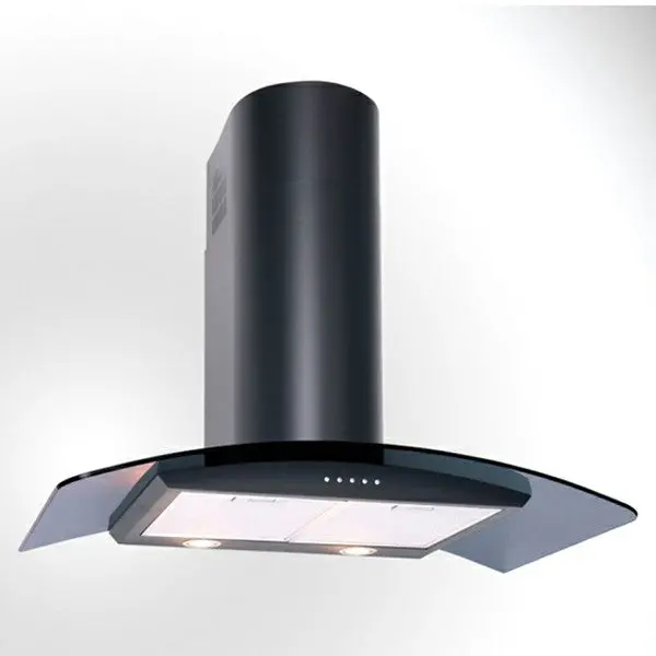 Luxair La-90-Cvd-Blk 90Cm Curved Glass Cooker Hood – Smoked Black Ventilation System 1