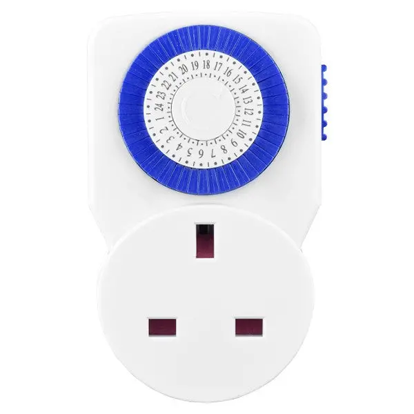 Masterplug 24-Hour Mechanical Timer Plug Adaptor – White, Easy-Set Dial 1