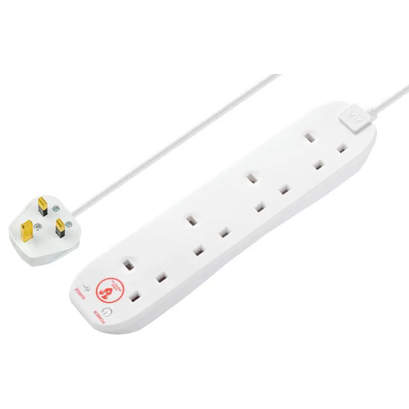 Masterplug 4-Gang Surge-Protected Extension Lead – 2.1M White Power Strip 1