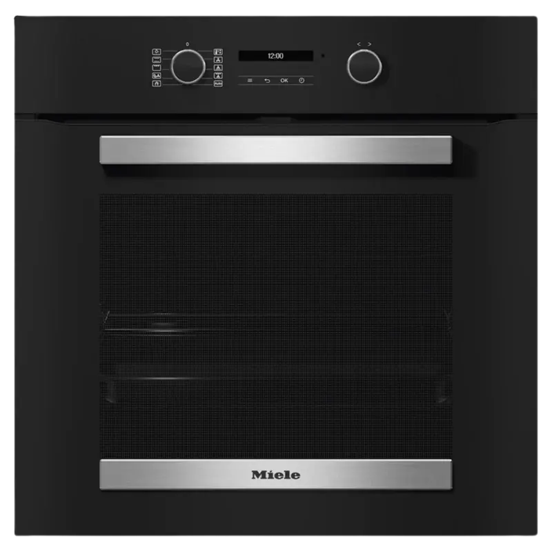 Miele H2465Bp 76L Built-In Single Oven With Active Cooking Features – Obsidian Black & Stainless Steel | H2465Bp 1