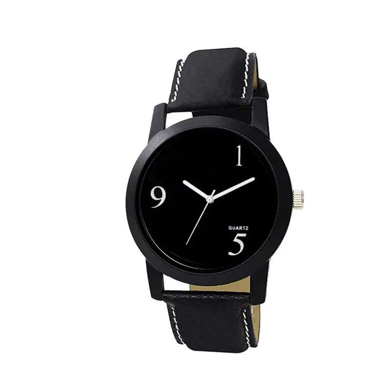 Minimalist Black-Dial Analog Watch – Sleek Design With High-Quality Leather Strap 1
