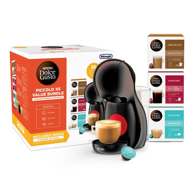 Nescafé Dolcegusto Edg210.Bbundl Piccolo Xs Pod Coffee Machine – Value Bundle In Glossy Black 1