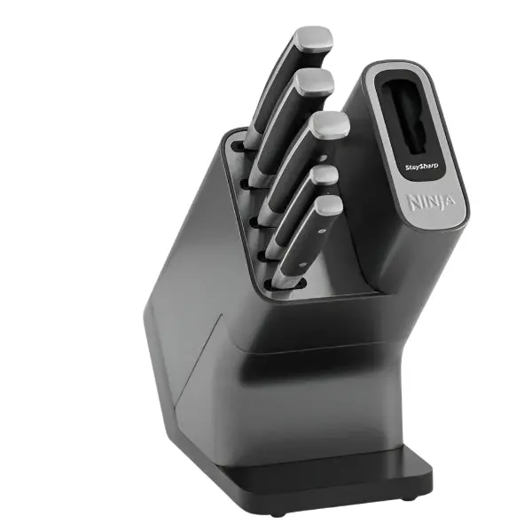 Ninja K32005Uk Staysharp Knife Block Set – 5-Piece, Integrated Sharpener, Silver & Black 1
