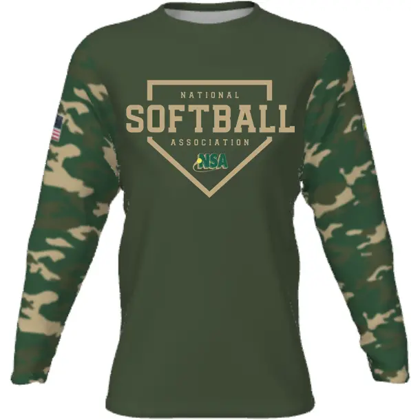 Nsa Camo Pattern Sublimated Long Sleeve Softball Top 1
