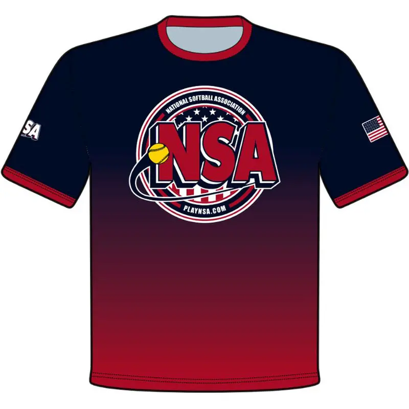 Nsa Fade Sublimated Short Sleeve Shirt – Gradient Softball Design 1