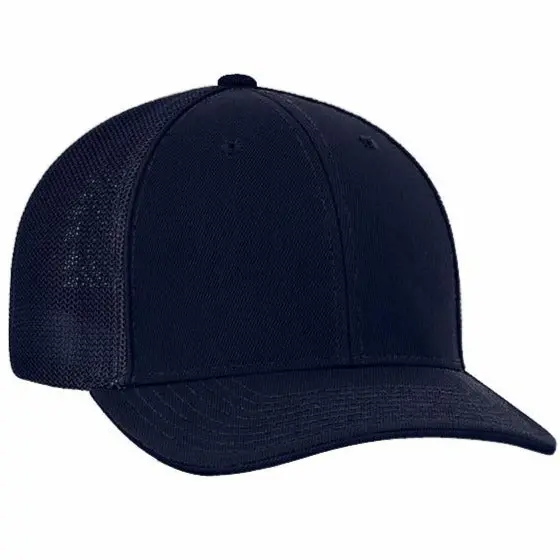 Pacific Headwear 404M Flex-Fit Trucker Umpire Hat – Breathable Mesh Back, Adjustable Stretch Band 1
