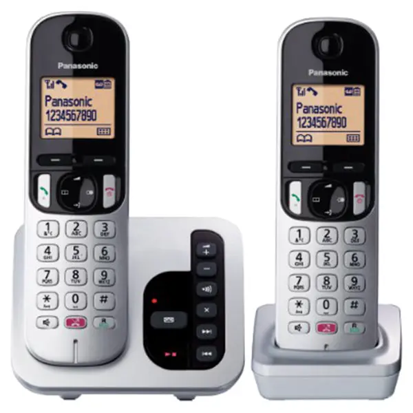 Panasonic Taps262S Cordless Digital Phone System With Twin Handsets & Answering Machine – Metallic Silver 1