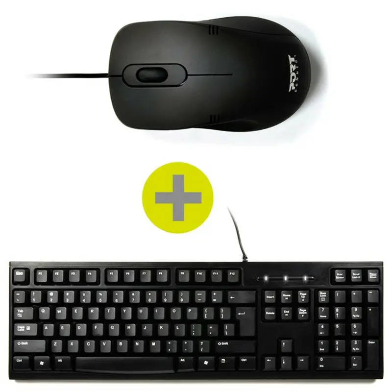 Port Connect 900900-Uk Wired Usb Keyboard And Mouse Combo – Minimalist Black 1