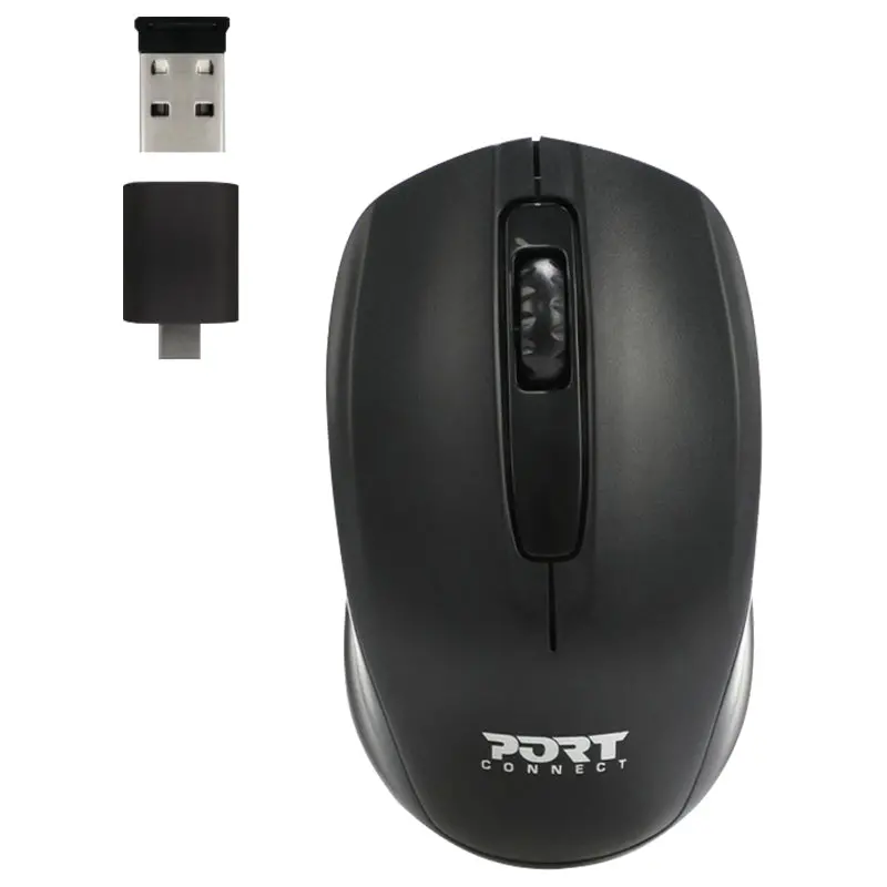Port Connect Ambidextrous Wireless Optical Mouse – Silent Click, Compact Black (900508) 1