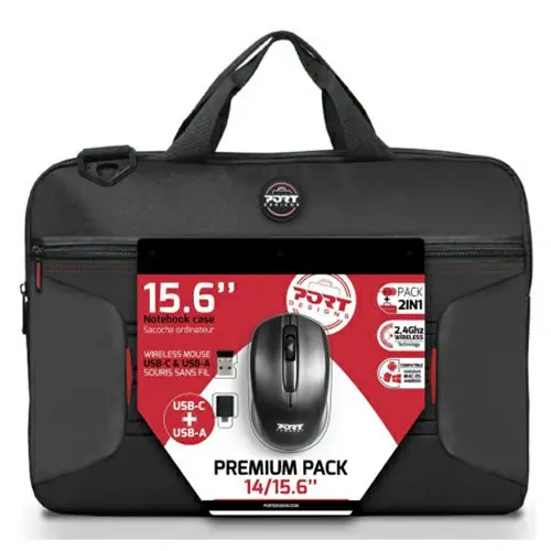 Port Designs 501873 Laptop Bag For 14–15.6" Devices – Black Carryall With Wireless Mouse 1