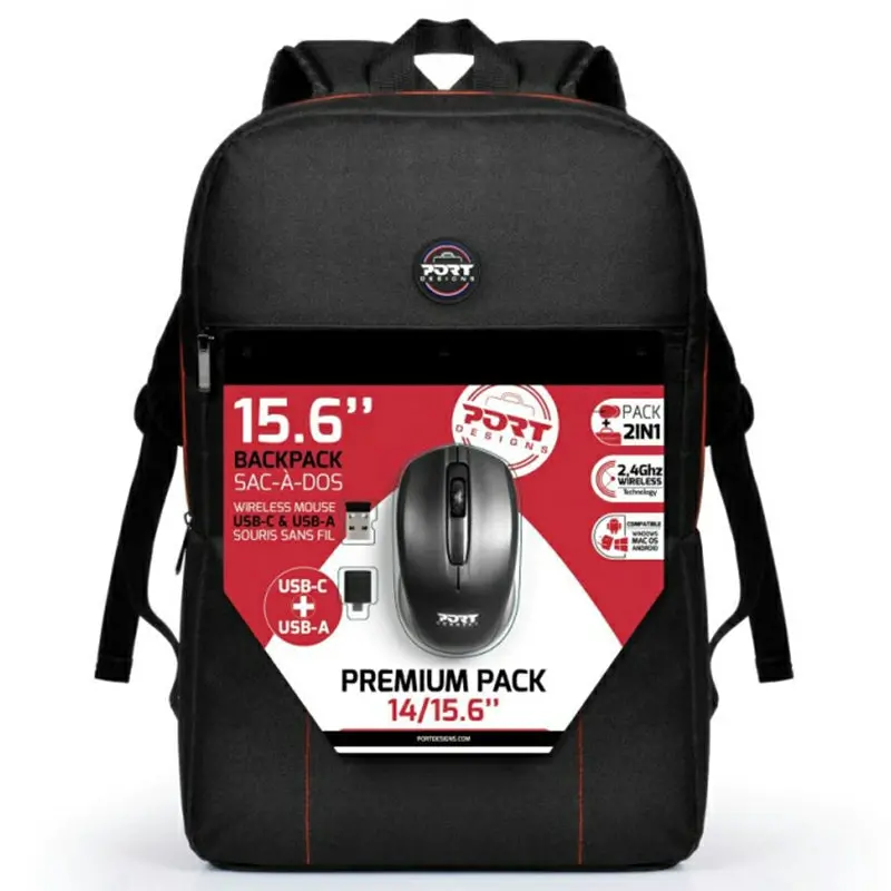 Port Designs 501901 Laptop Backpack For 14–15.6" Devices – Black Commuter Pack With Mouse 1