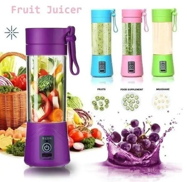 Portable Usb-Powered Electric Juicer – Dual-Blade, Includes Protein Shaker Lid 1