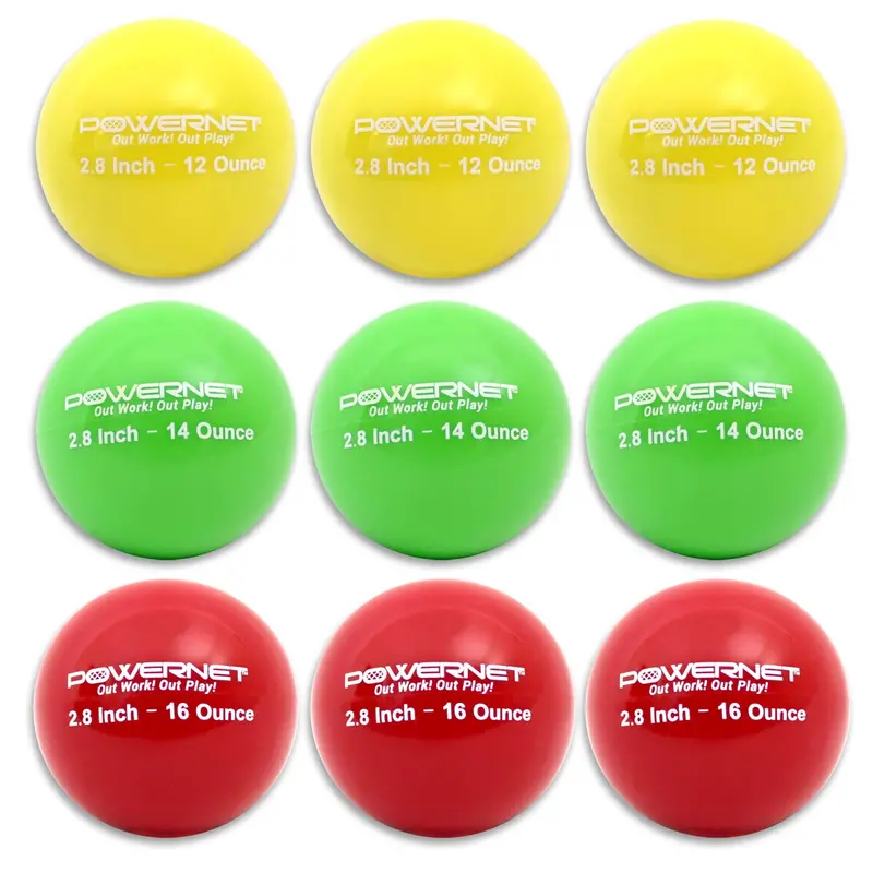 Powernet 2.8-Inch Weighted Batting Training Balls – 9-Pack Set 1