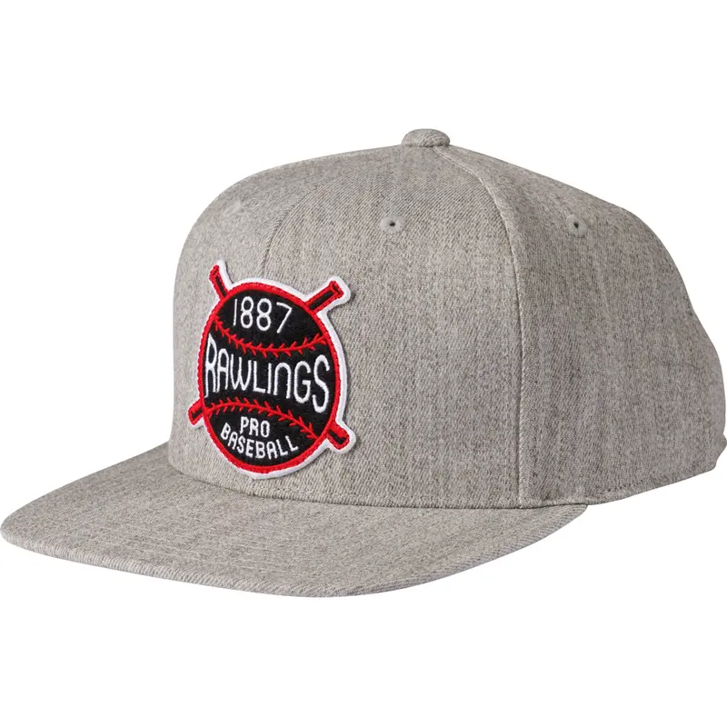 Rawlings Vintage Flat-Bill Snapback Hat In Heather Gray 1