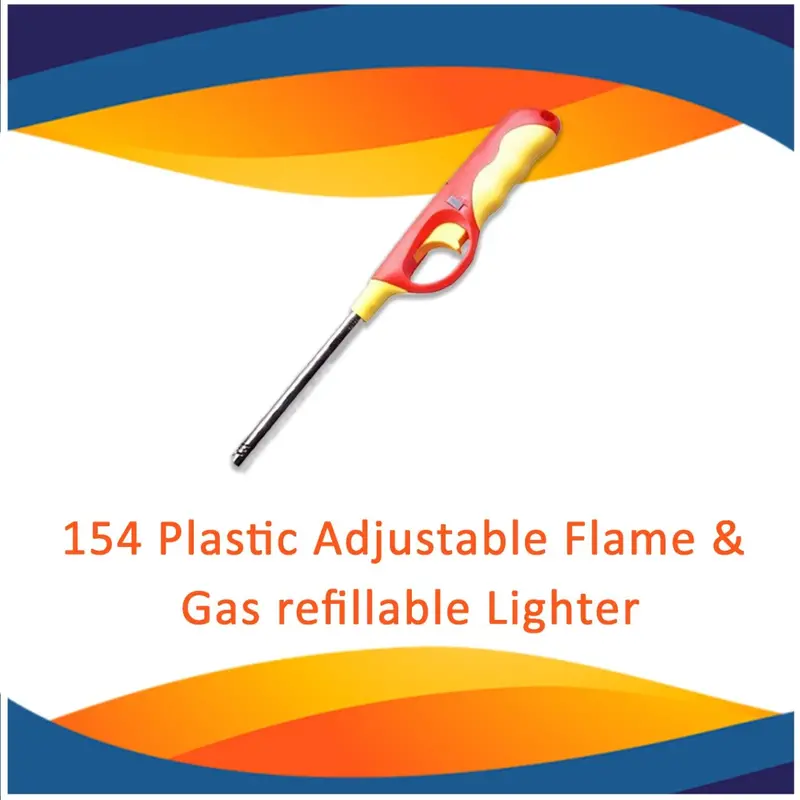 Refillable Adjustable Flame Lighter – Durable Plastic Design (Multi-Color) 1