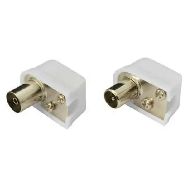 Sbox Rf Right-Angle Male-To-Female Connector – White Coaxial Adapter (Kon.Rf-Fm/R) 1