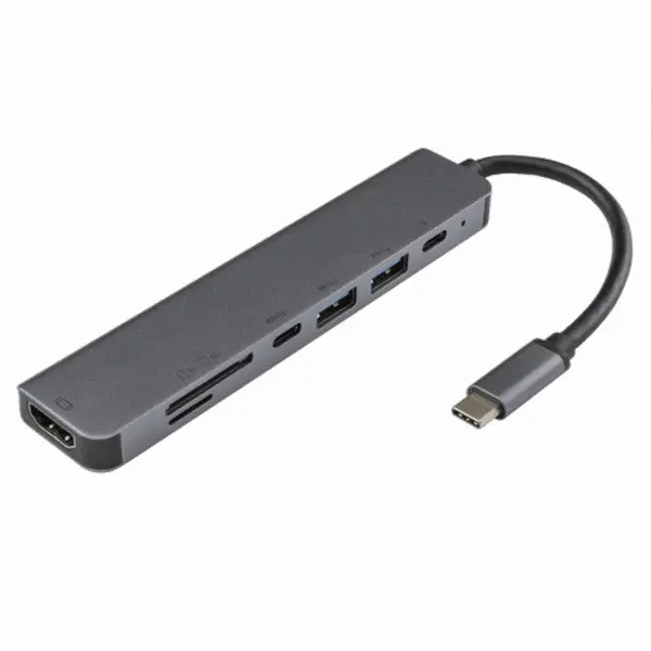 Sbox Tca-71/R Multiport Usb-C Hub – Dark Grey, Supports Hdmi, Usb-A, Sd Card & Charging 1