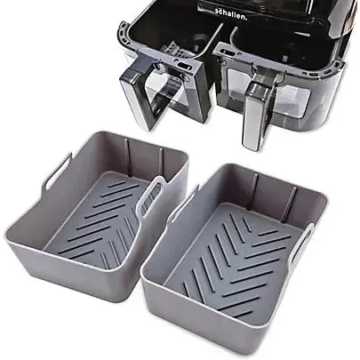 Schallen Rectangular Silicone Air Fryer Liners – Non-Stick & Easy-Clean (Pack Of 2) 1