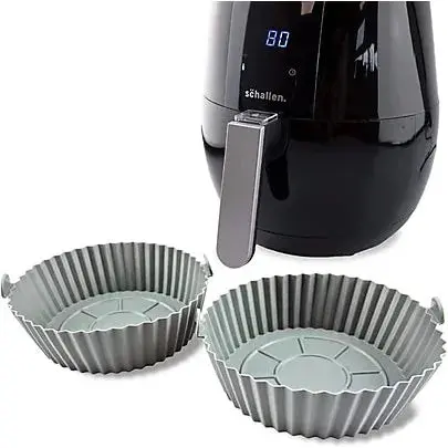 Schallen Round Silicone Air Fryer Liners – Reusable & Dishwasher-Safe (Pack Of 2) 1