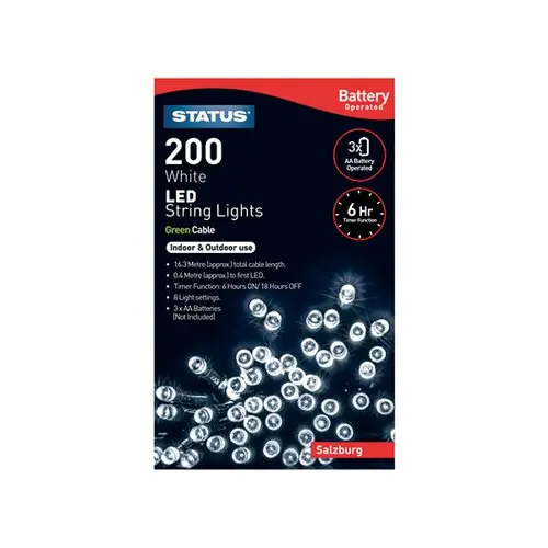Status Xsal Salzburg 200 Led Battery-Powered String Lights – Warm White Glow 1