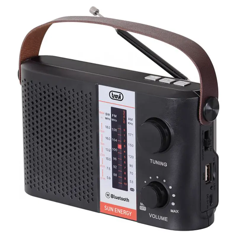 Trevi Ra7F25 Bt Solar-Powered Multi-Band Portable Radio – Compact Black Unit | 026671 1