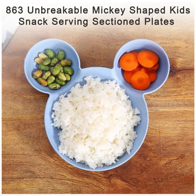 Unbreakable Mickey-Shaped Sectioned Kids’ Plate – Colorful Snack Serving Dish (Single) 1