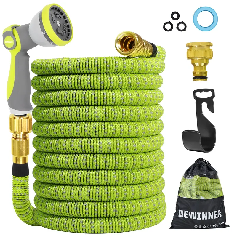 Upgraded Expandable Garden Hose – 3-Layer Latex, Brass Fittings, 10-Mode Nozzle (50Ft/100Ft Options) 2
