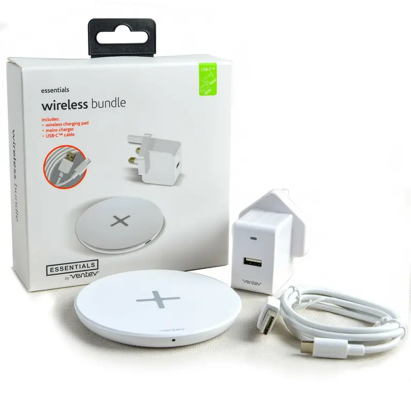 Ventev 751791 10W Wireless Charging Bundle – Includes 12W Wall Adapter & Usb-C Cable (White) 1