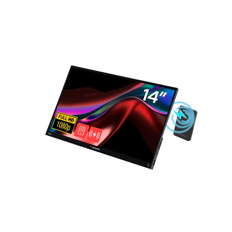 Verbatim Light Series 14-Inch Wireless Full Hd Touchscreen Monitor – Sleek Black, Model 32088 1