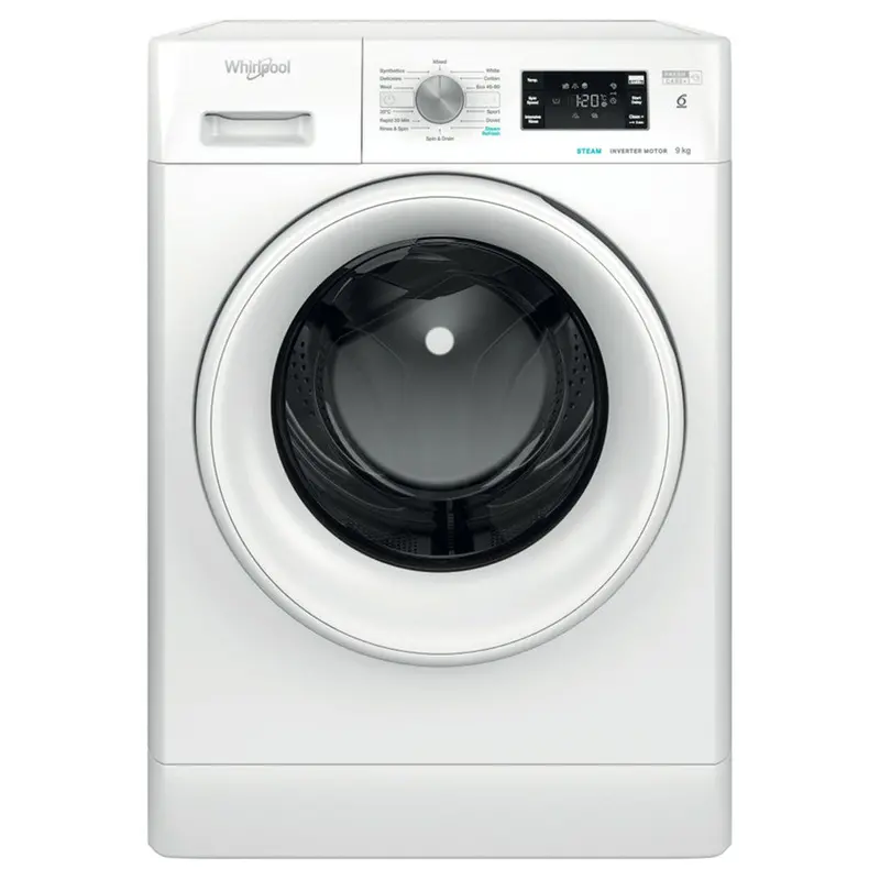 Whirlpool 6Th Sense Freestanding Washer – 9Kg Capacity, 1400 Rpm – Pure White Appliance 1