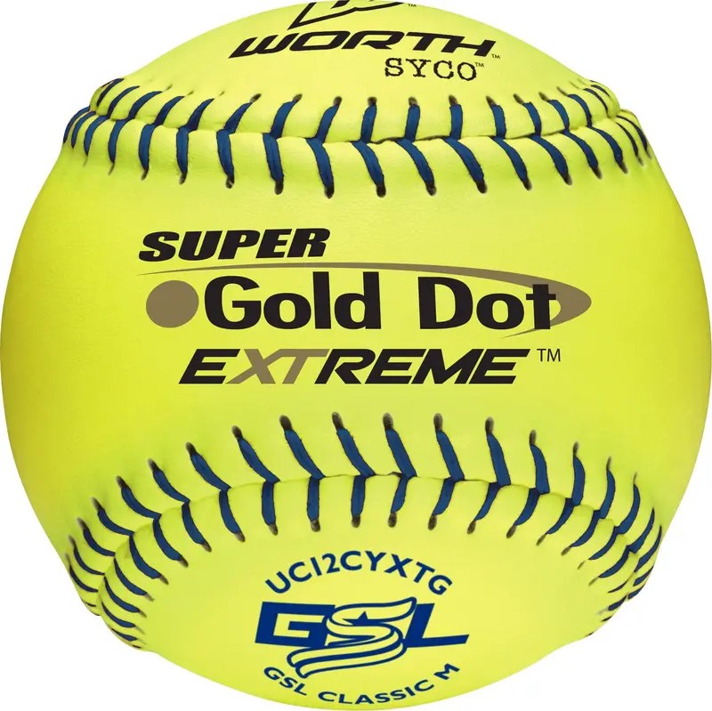 Worth Gsl Classic M Super Gold Dot 12-Inch Slowpitch Softballs – 40/325 Compression 1